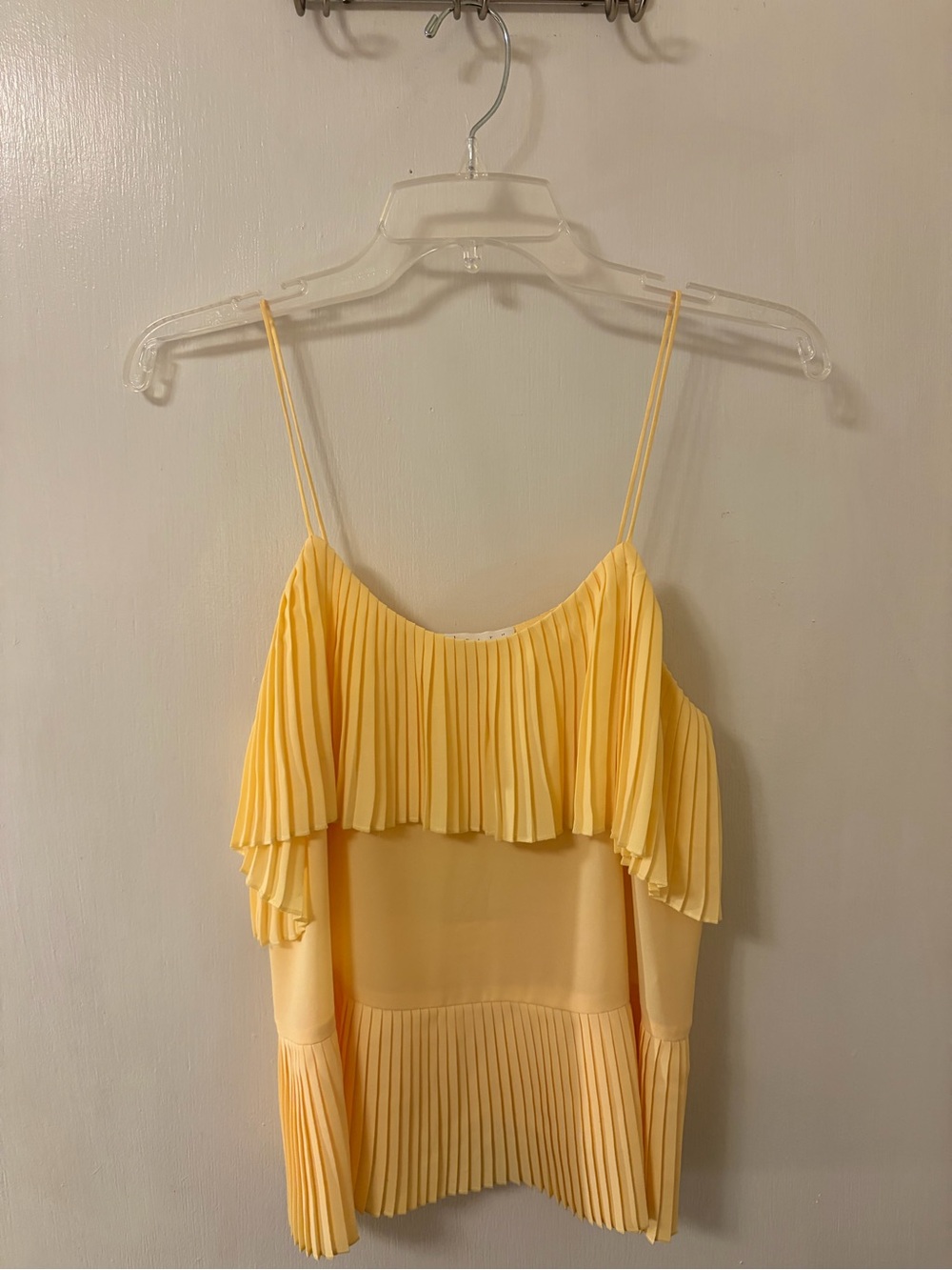 Leith Yellow Pleated Tank Exclusively sold in Nordstrom
